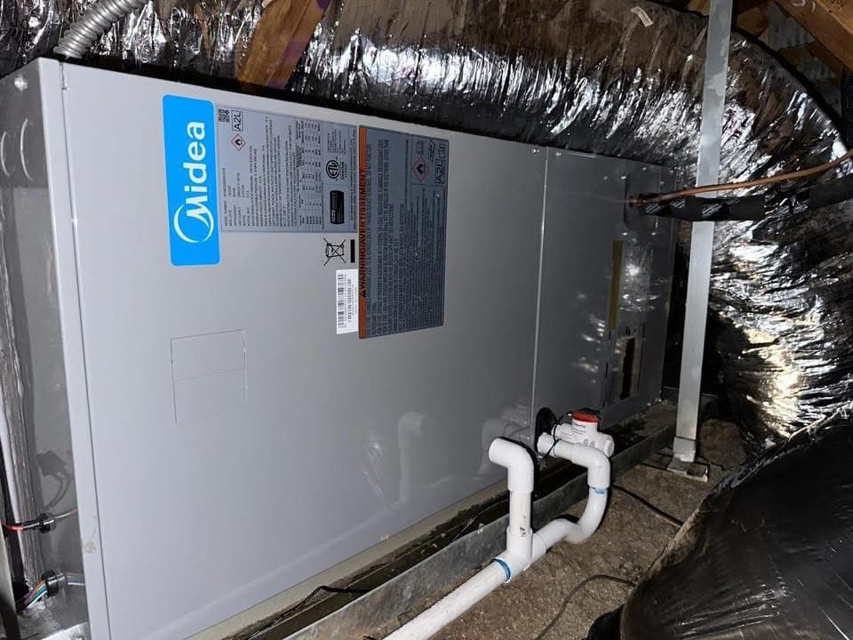 Indoor HVAC air handler unit replacement in a Mesa, Arizona home
